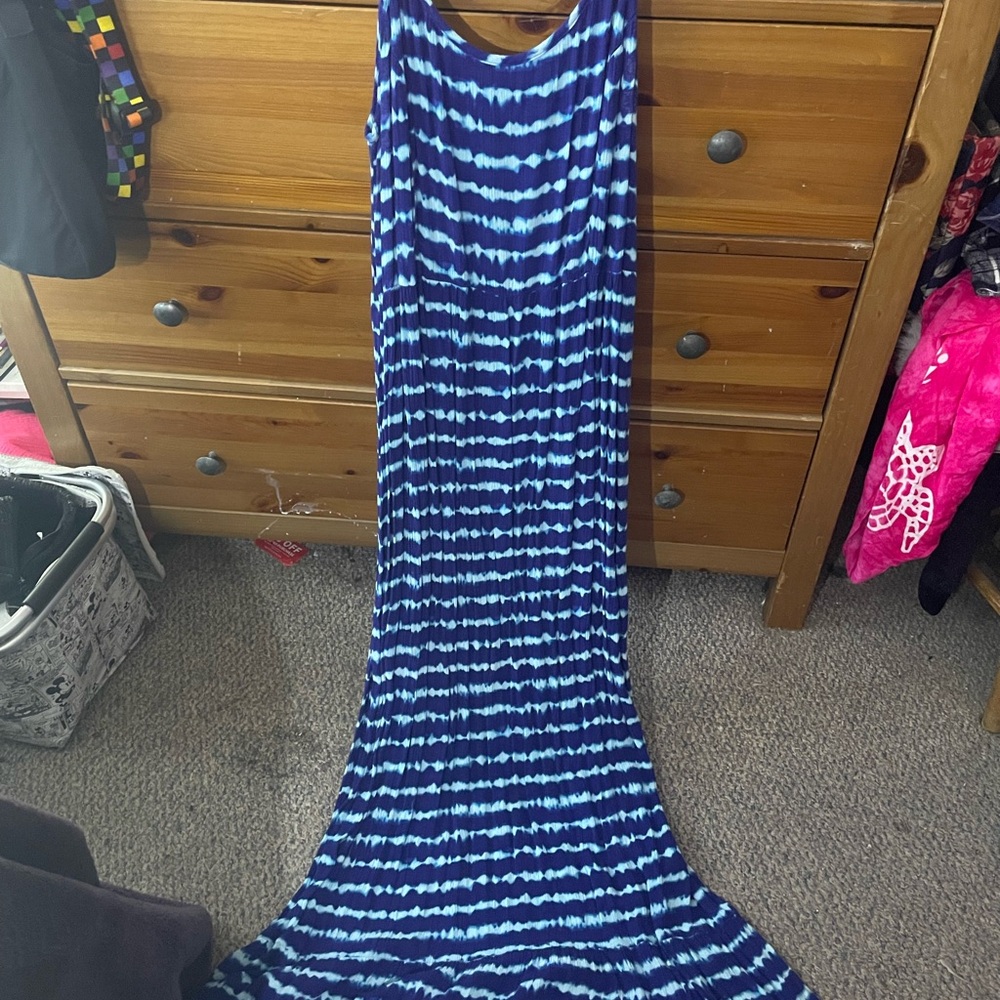 Mossimo Supply Co. Blue and White Maxi Dress